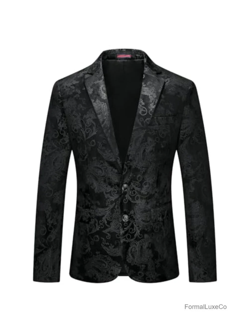 Slim Fit Floral Suit Jacket Tuxedo Blazer with Notch Lapel, Two Button, Long
